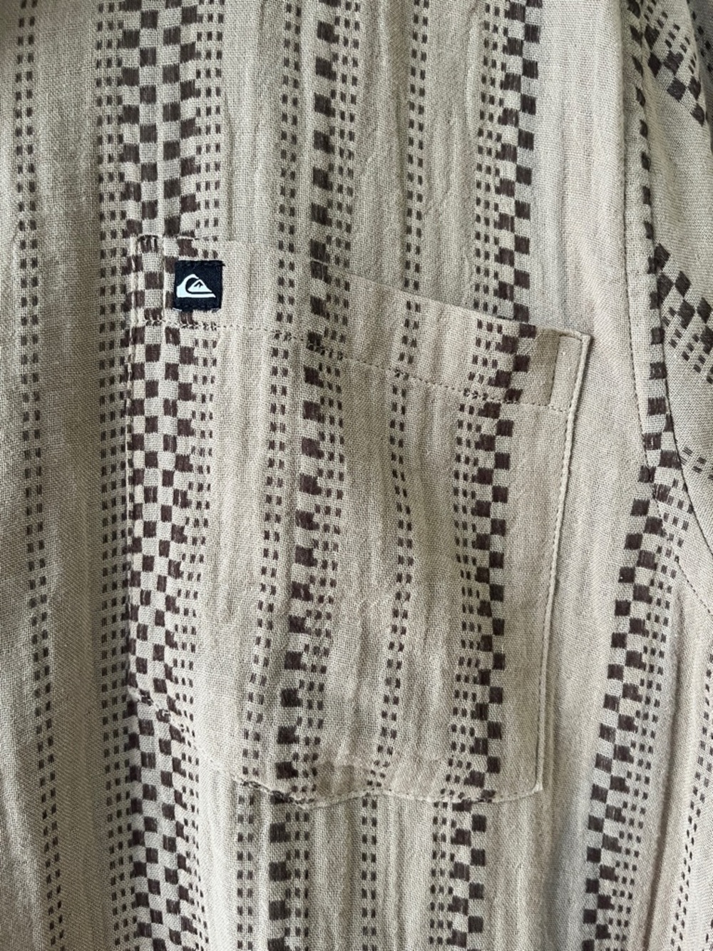Quicksilver Neutral Brown 100% Cotton Natural Fiber Hippy Surf Shirt XL - Picture 4 of 7